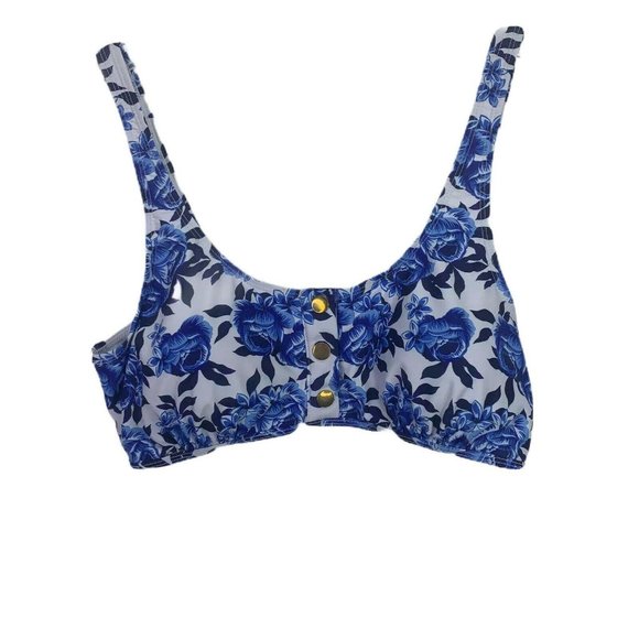 Nicole Miller Snap Front Bikini Top  XL Floral - Picture 1 of 7